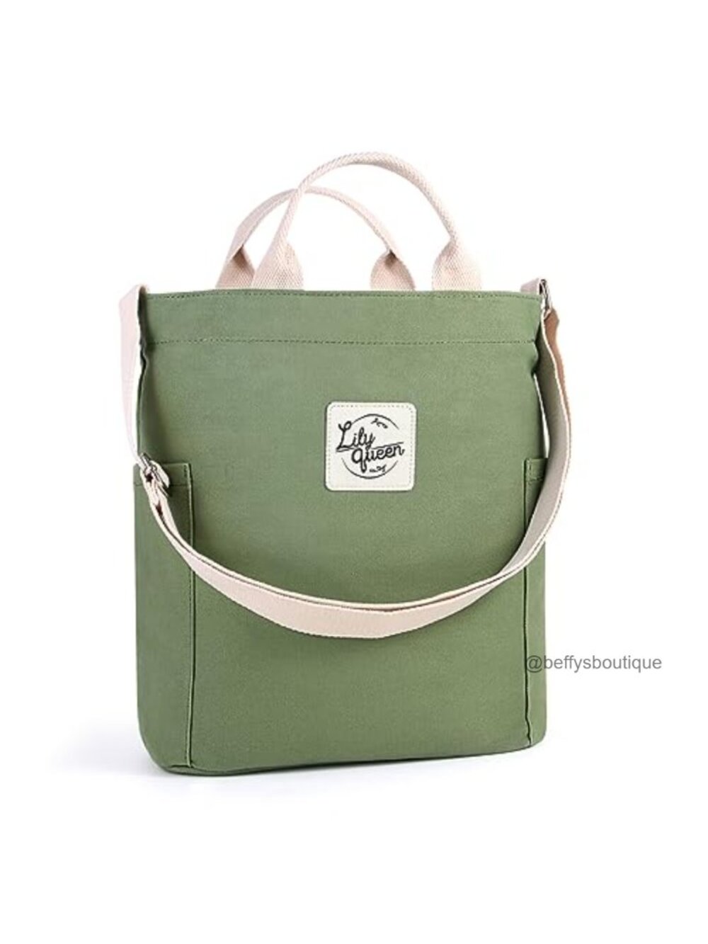 16oz Cotton Canvas Tote Bag Zip Top Crossbody Shoulder Work Bag